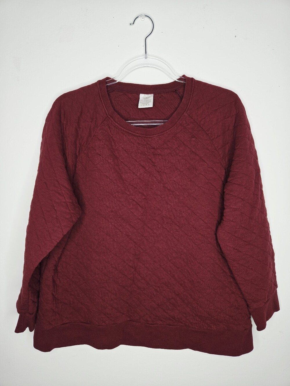 Serra Quilted Sweateshirt Size XL Cranberry Red Cotton Cozy Granny Cottage Fall
